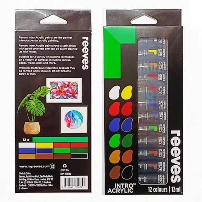 

Reeves Intro Acrylic Paint Set Primary 12 x 12ml