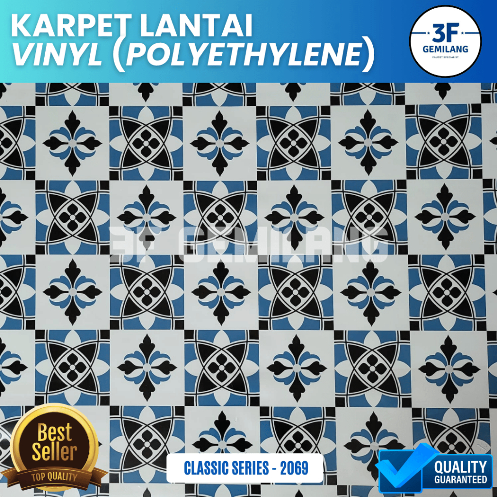 3F GMG - VINYL PER ROL isi PANJANG 14 METER Karpet Lantai POLYETHYLENE Lebar 1,2meter Gulungan - Wal