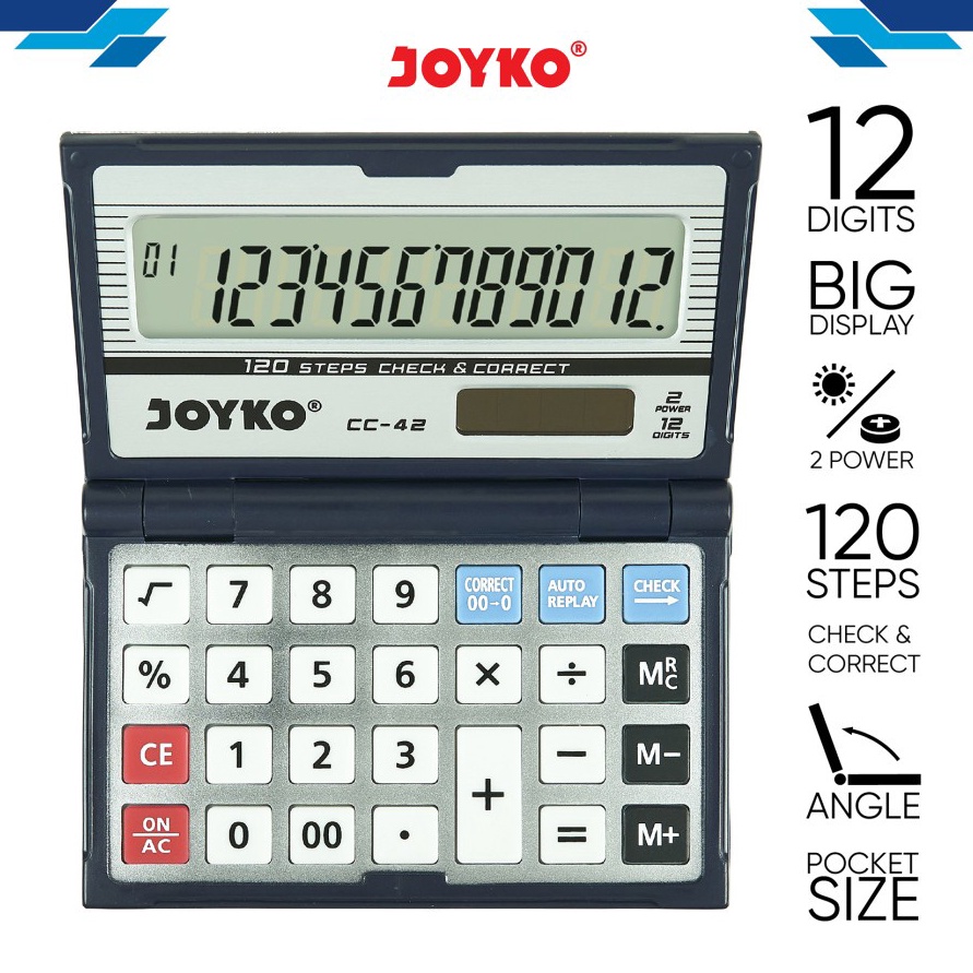 

HARGA GROSIR JOYKO CC42 CHECK CORRECT CALCULATOR 12 Digit Kalkulator Lipat Meja CC 42