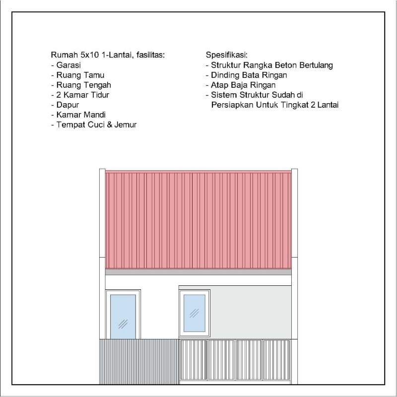 HARGA PAKET BUKAN PER-METER | RUMAH TINGGAL UKURAN 5x10m² | RUMAH MINIMALIS 1 LANTAI | DESAIN RUMAH 