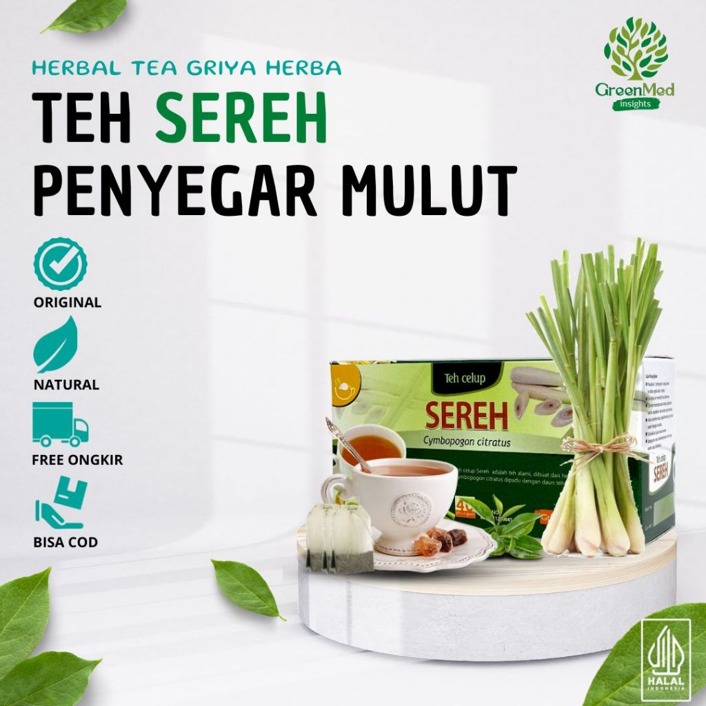 

TEH SEREH SERAI CELUP KERING MINUMAN KESEHATAN GRIYA HERBAL PENGHILANG BAU MULUT HILANG PERMANEN