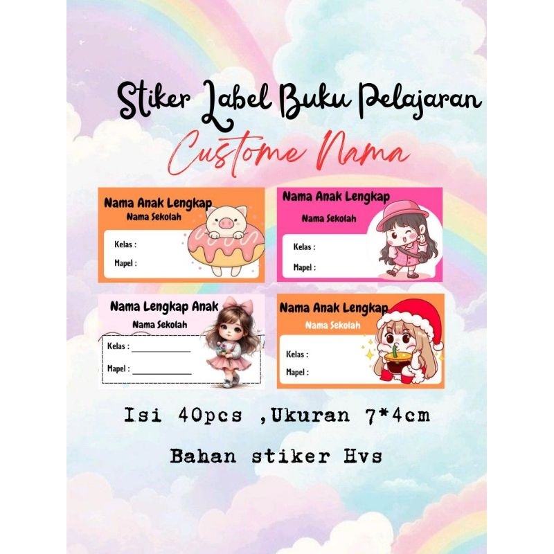 

(Part2) STIKER BUKU MATA PELAJARAN CUSTOM NAMA DAN SEKOLAH