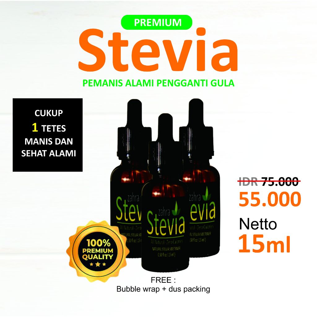 

Stevia cair premium pengganti gula Nol Kalori Jaminan asli 100% Harga Pusat