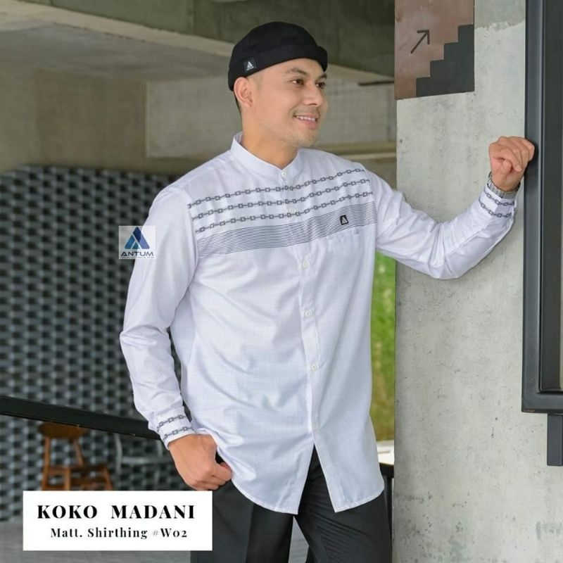 koko pria - Kemeja Koko pria lengan panjang - Koko Madani antum M-L-XL-XXL