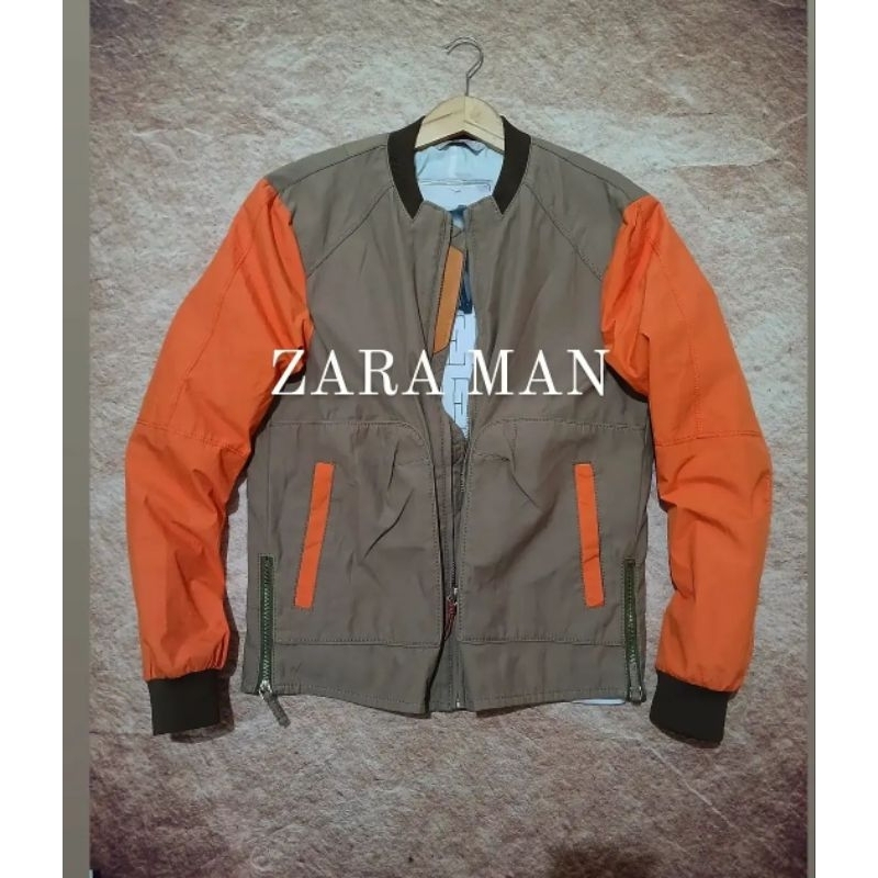 jaket casual pria zara man bahan kanvas tebal recomend bekas second preloved