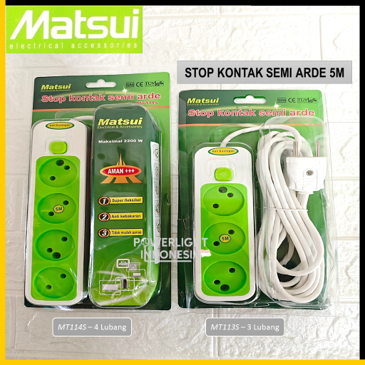 Matsui On/Off 5M Stop Kontak 3 Lubang, 4 Lubang