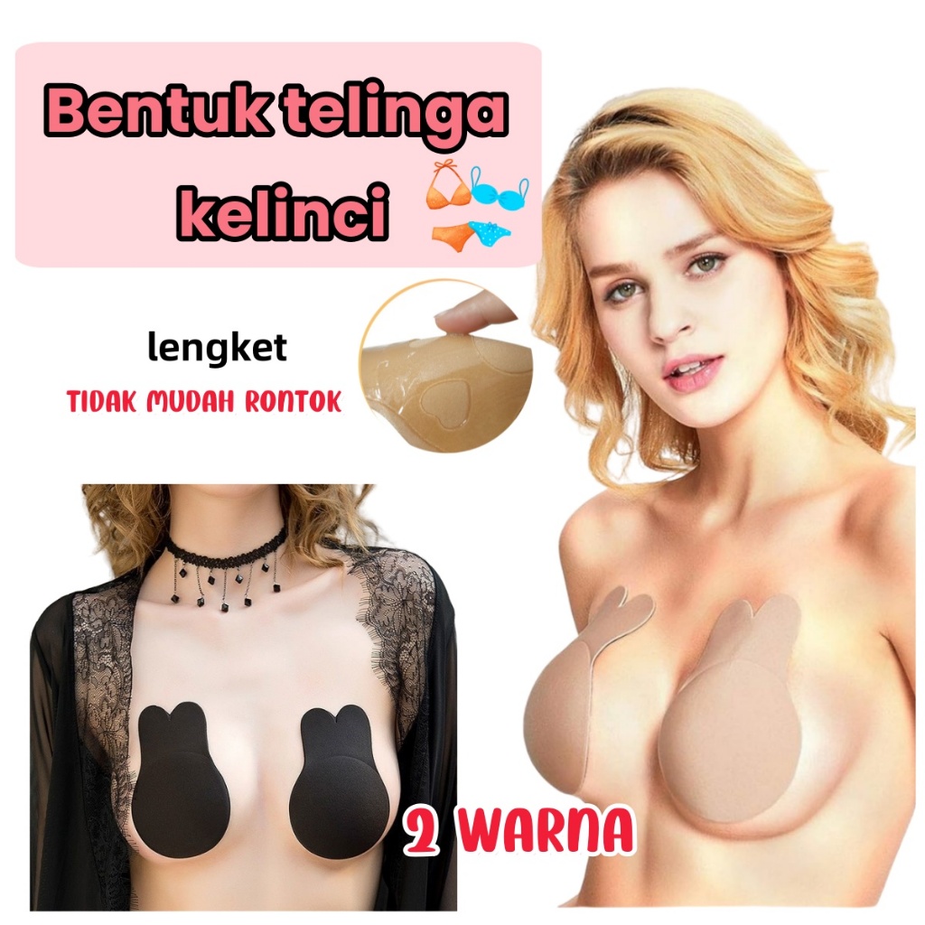 【COD Rabbit Bra 】2Pcs nipple pad/Beha Tempel Nipple Pad /Cover Penutup Puting /Push Up Breast Tape L