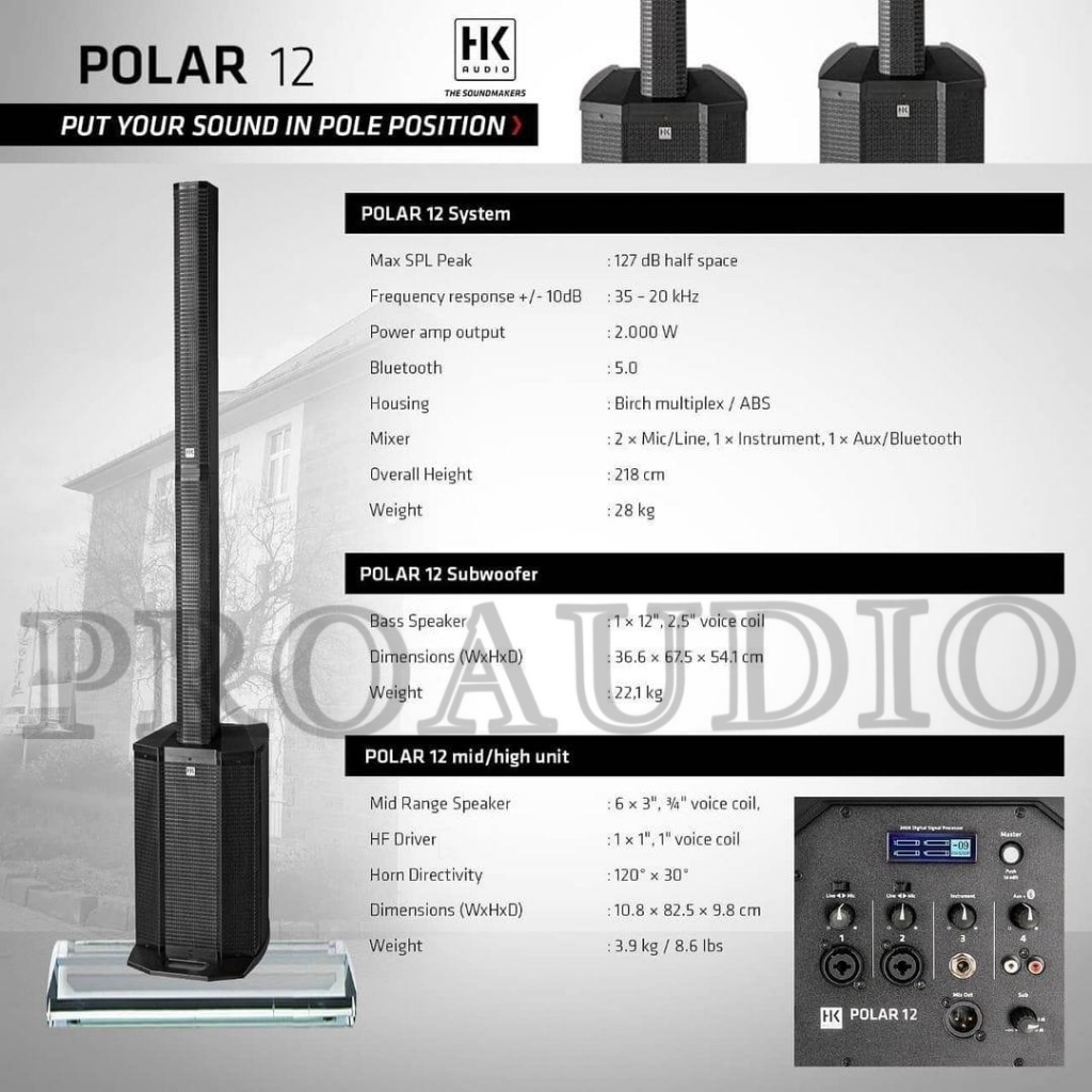 SPEAKER SATELITE AKTIF HK AUDIO POLAR 12 ORIGINAL / SPEAKER AKTIF SUBWOOFER + COLUMN POLAR12 - HARGA