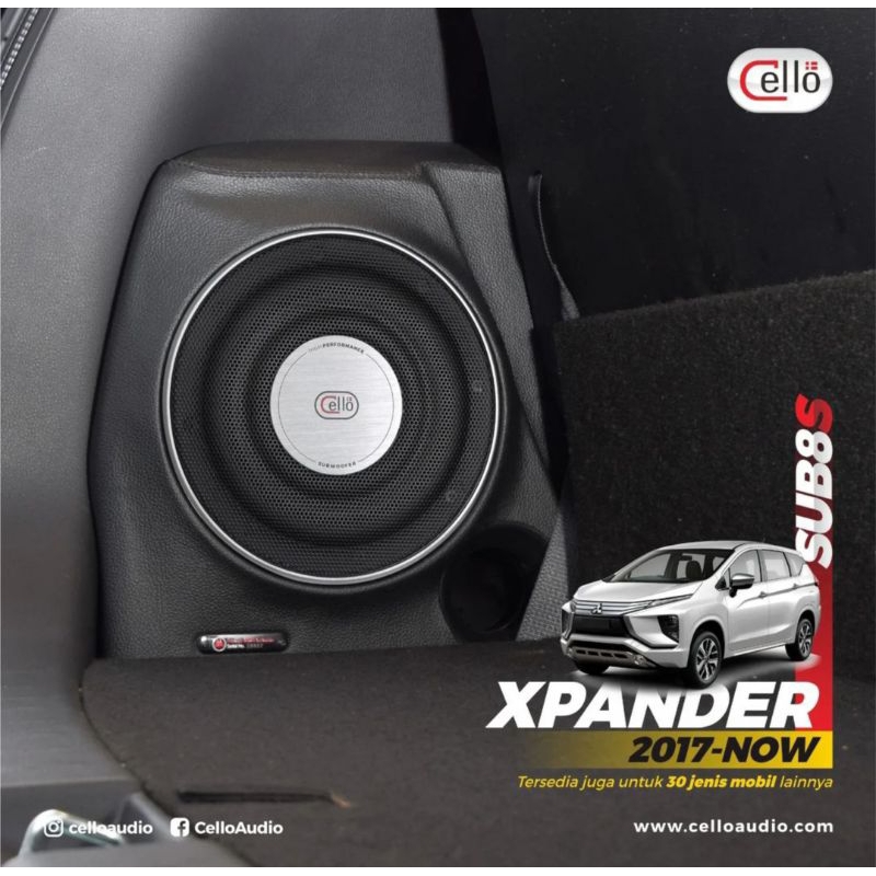 Subwoofer PNP Box Cello 8inch W8S Include Power Monoblok M15MKll dan Kabel Power Mobil Xpander IK4