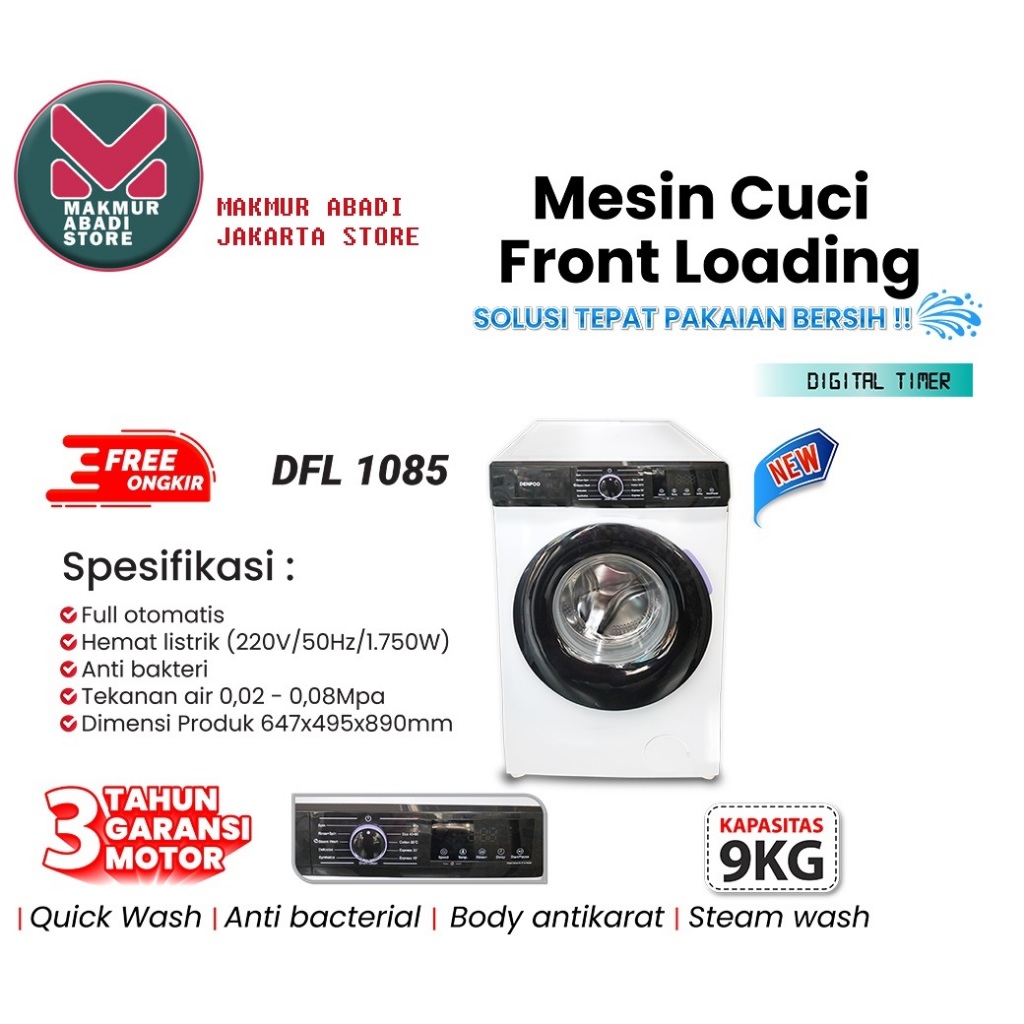 MESIN CUCI FRONT LOADING DENPOO DFL 1085