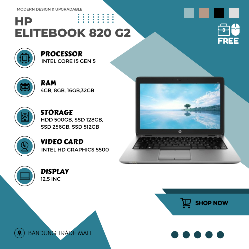 Laptop HP Elitebook 820 G2 I5 GEN 5 RAM 16GB SSD 512GB