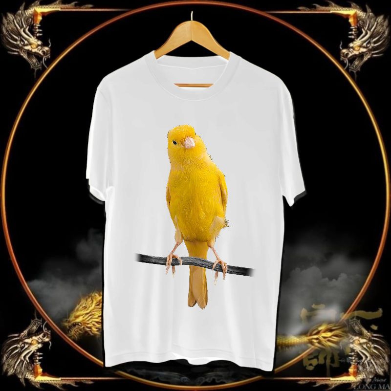 KAOS DISTRO KAOS ATASAN T-SHIRT COWOK GAMBAR BURUNG KANARI KUNING UKURAN JUMBO MOTIF DTF