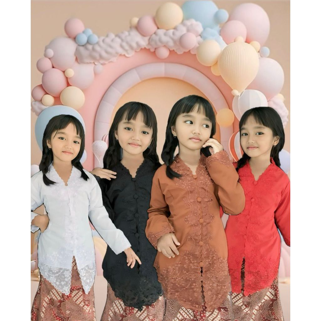 KEBAYA ENCIM ANAK BORDIR MODERN/ KEBAYA ANAK BAHAN KATUN MICRO PREMIUM/KEBAYA ANAK SEKOLAH SD
