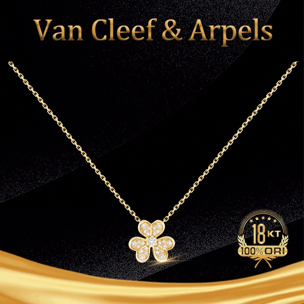 【18K emas asli 100%ORI 】VCA Van Cleef & Arpels Frivole pendant necklace mini model Van Cleef & Arpel