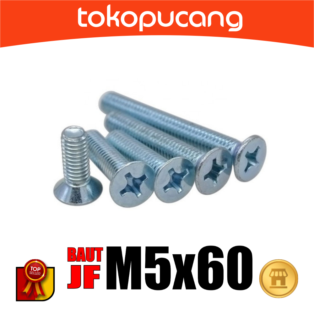 100pcs Baut JF M5X60 mm Baut Obeng Plus M5x60mm Baut Plus M5 x 60mm