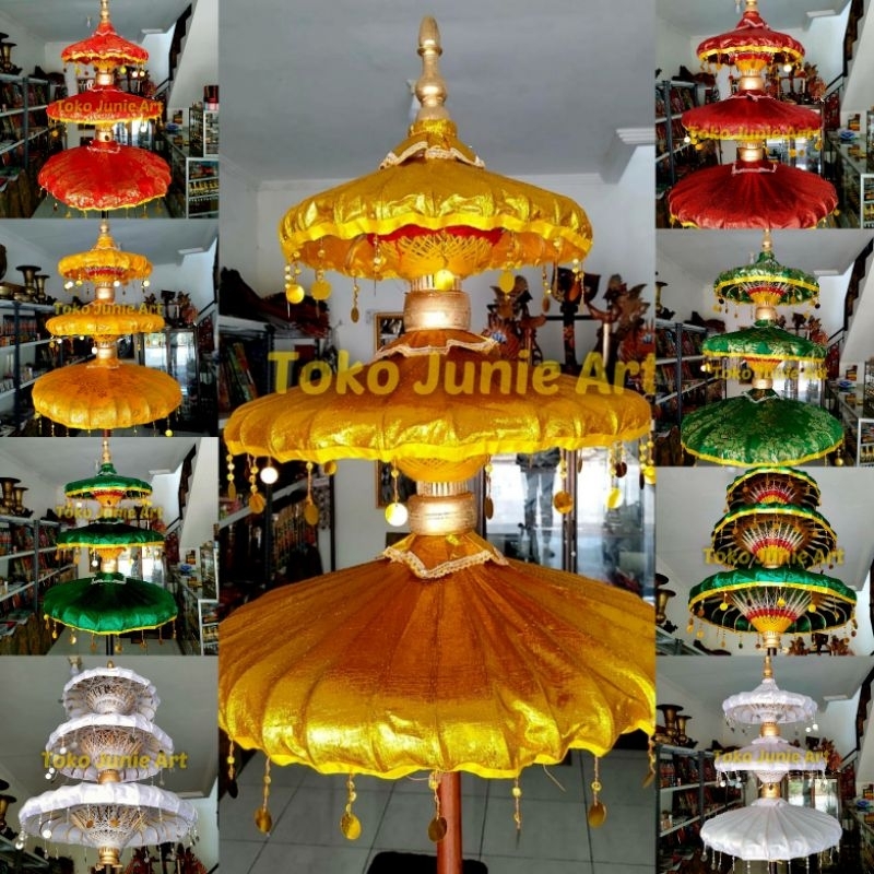 Payung Keraton susun 3 Emas merah hijau putih / payung jaranan / payung pengantin / tedung / payung 