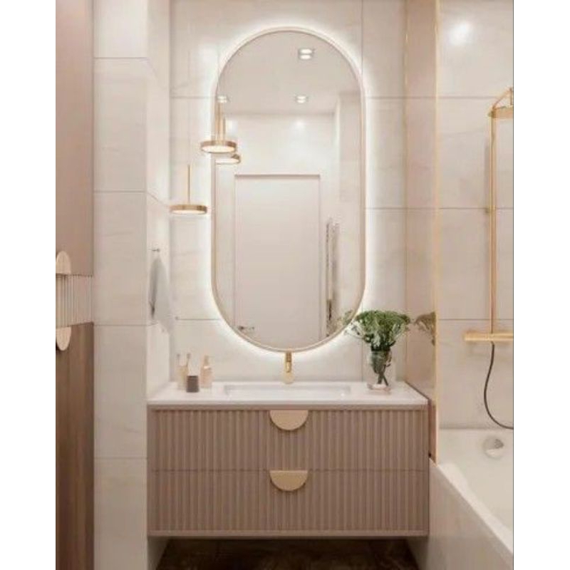 Cabinet Wastafel kamar mandi salur kayu + cermin