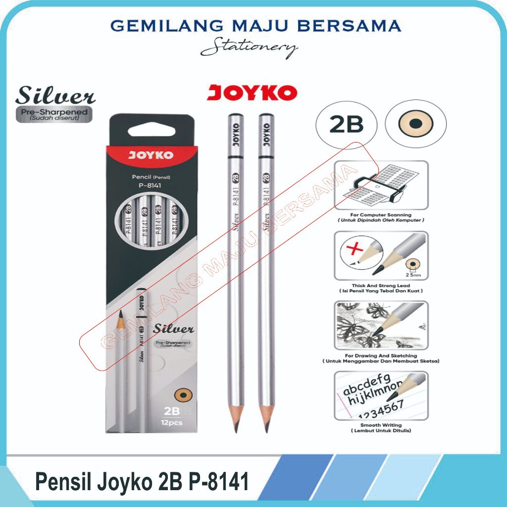 

Pensil Joyko 2B P-8141 Silver (PER LUSIN)