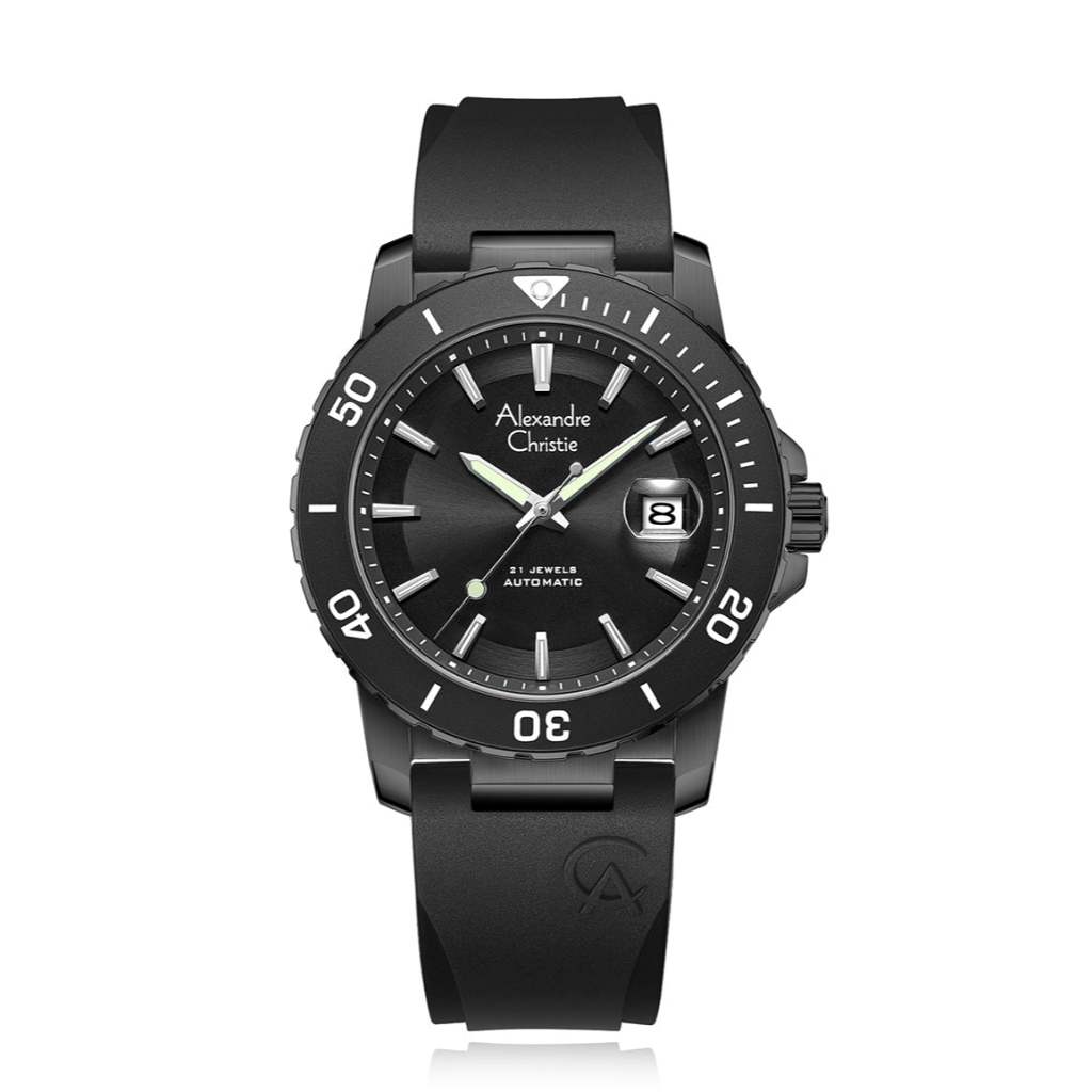 Alexandre Christie AC 6141 MARIPBA Hitam Original / Jam Tangan Pria Analog Karet MA