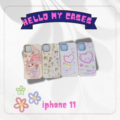 Case Ins ilustrasi Kartun Garfiti Bunga Case Hp lucu Casing Motif keren Kompatible for Iphone 11