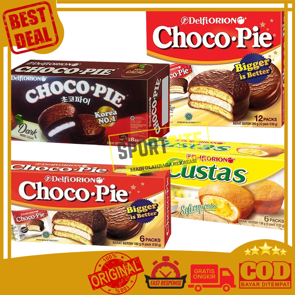 

Delfiorion Choco Pie 6 Pack & 12 Pack Delfi Orion ChocoPie isi 6packs dan 12packs Makanan Ringan Biskuit Kue Coklat Biscuit Cake