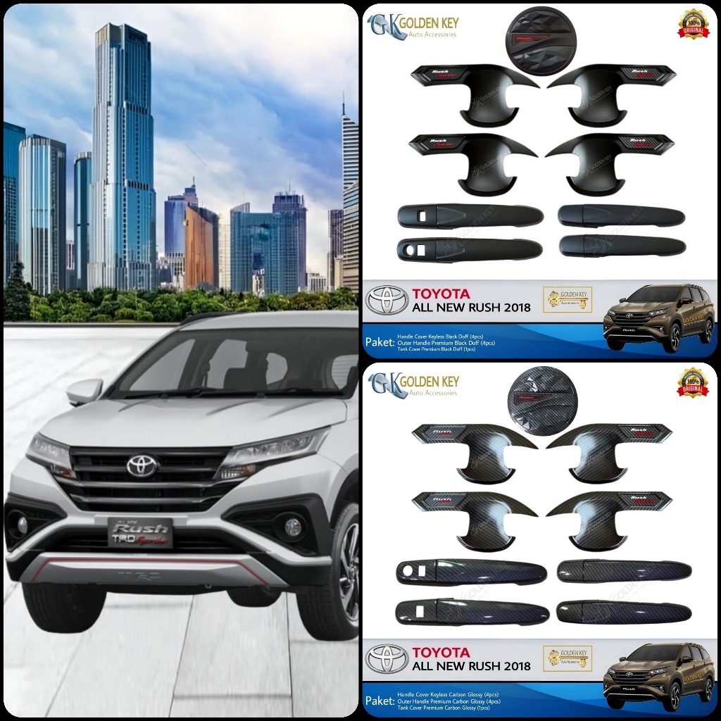 PAKET All New Rush 2018 TRD Cover Handle Keyless + Outer Handle Premium + Tank Cover Premium