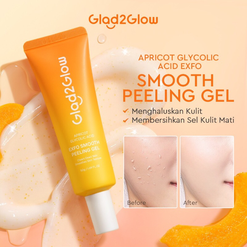GLAD2GLOW Apricot GAE Smooth Peeling Gel | Mencerahkan Wajah dan Mengangkat Sel Kulit Mati | Eksfoli