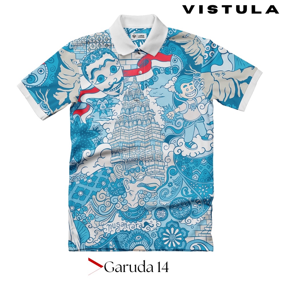 KODE W99N VISTULA Kaos Polo Wangki Printing  Garuda 14