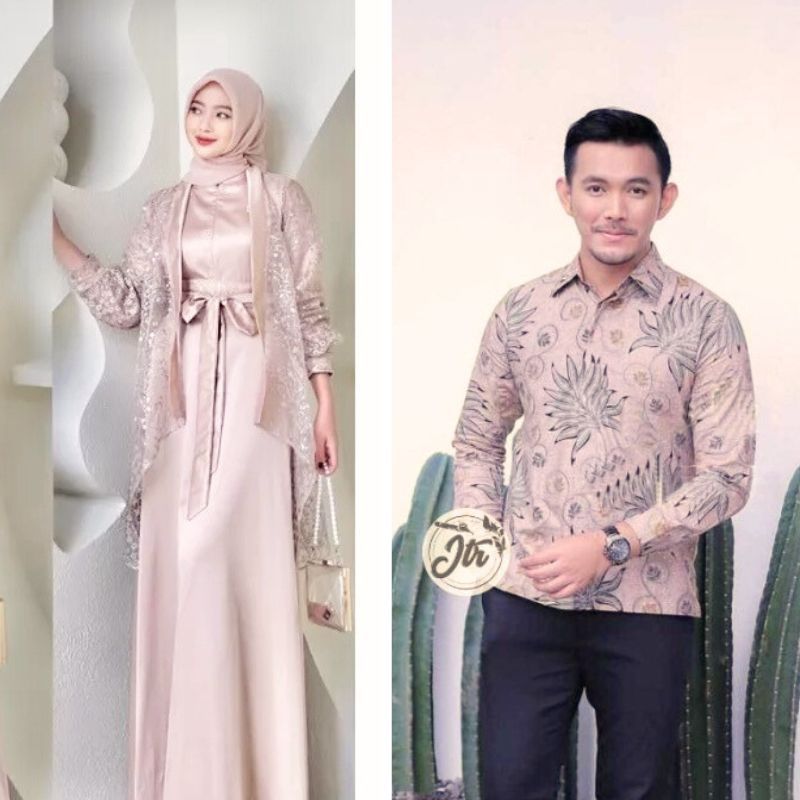 Ready Stok Batik Couple Gamis Brokat Terbaru Couple Kondangan Couple Tunangan Modern Jumbo,Dress Bro