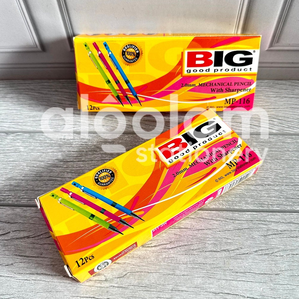 

SELUSIN 12 PCS Pensil Mekanik Big 2 mm Pensil Isi Ulang Big 2mm KODE D2H7