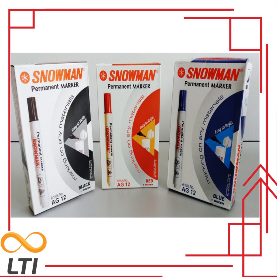 

Spidol Snowman Permanent Marker AG 12 Spidol Permanen Per Lusin BISA CAMPUR WARNA KODE C9Z9