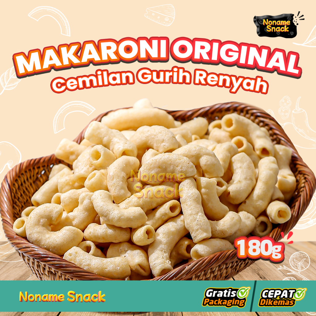 

NoName Snack - Makaroni Mekar Asin Original Cemilan Grosir 180G