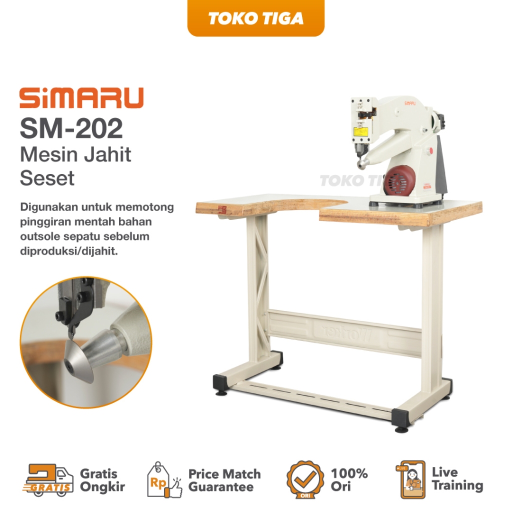 Mesin Jahit Seset / Trimming Pinggiran Outsole Sepatu Simaru SM202