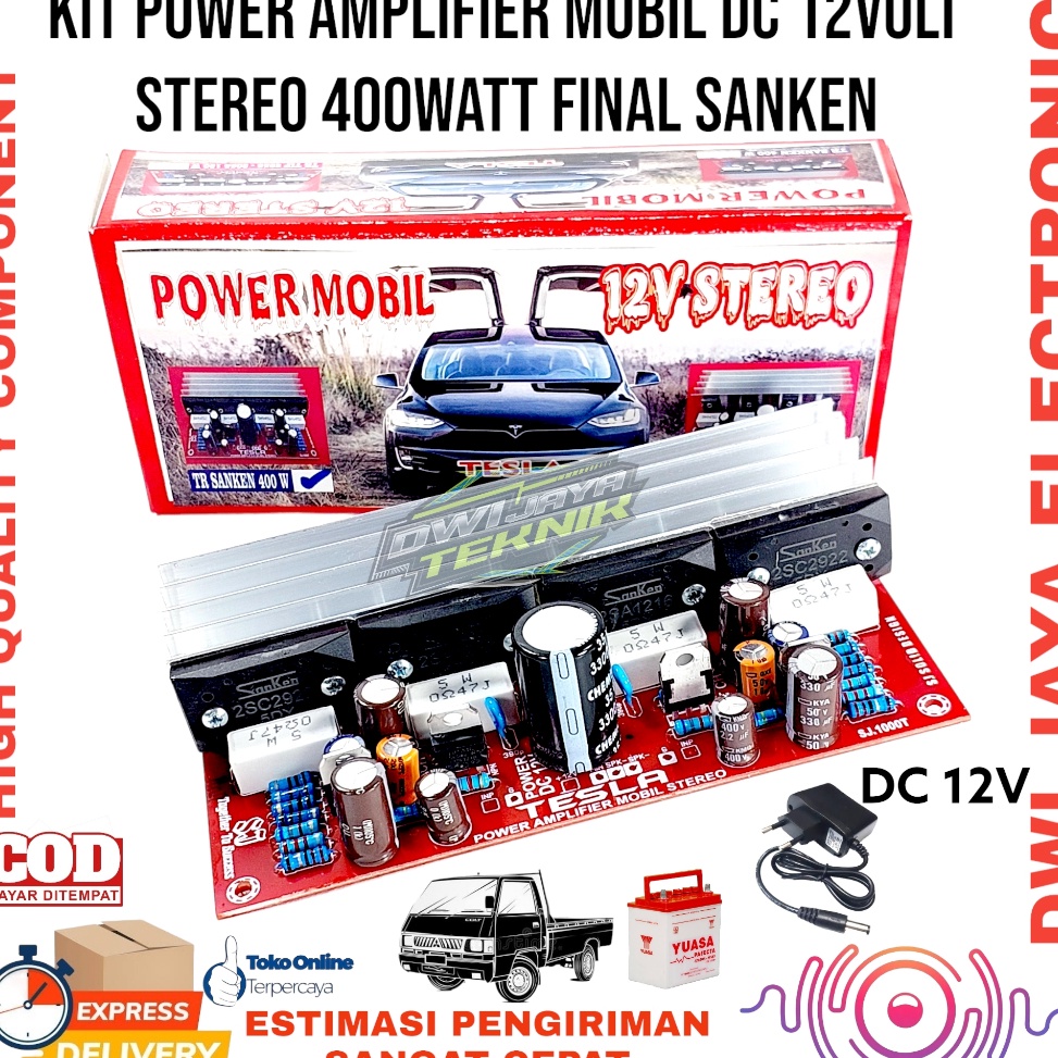KODE V9O6 Kit Power Amplifier Mobil DC 12VOLT Stereo 4watt Final Sanken