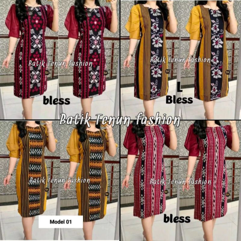DRESS NATAL ,,DRESS TENUN WANITA,, DRESS ETNIK TENUN,, DRESS TENUN KOMBINASI