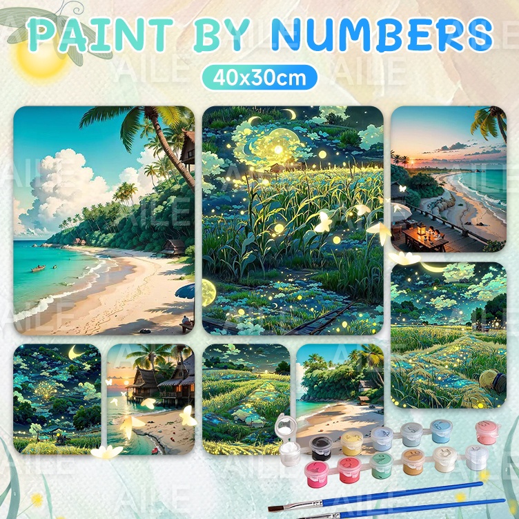 

KODE U6H9 Starry Night Painting by Numbers 4x3cm by LukisYuk paint by number painting by number Kanvas Lukis Hampers Lebaran