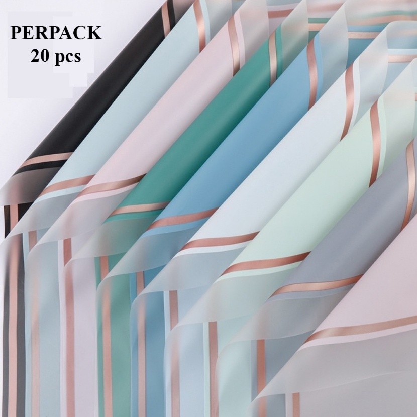 

KI3 2 Lembar Kertas Buket List Gold Cellophane Wrapping Paper KB613