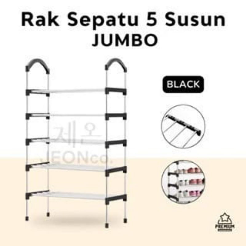 RAK SEPATU BESI 5 Tingkat Tempat Sepatu Sandal 5 Susun Rangka Besi & Plastik Rak Susun Kokoh Multifu