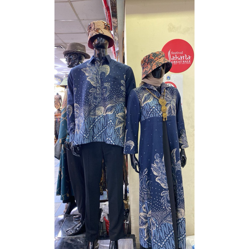 COUPLE OUTER GAMIS DAN KEMEJA PRIA BATIK BAHAN DOLBYLAPISAN FURING TRIKODE EXCLUSIVE THAMRIN CITY TA