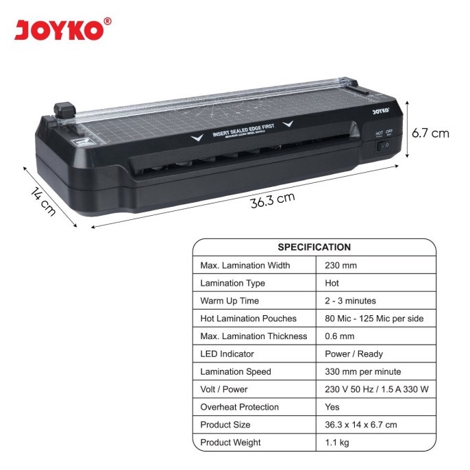 

KODE U7G5 mesin laminating machine Joyko LM 6 LM6 F4 A4 KTP A5 Folio