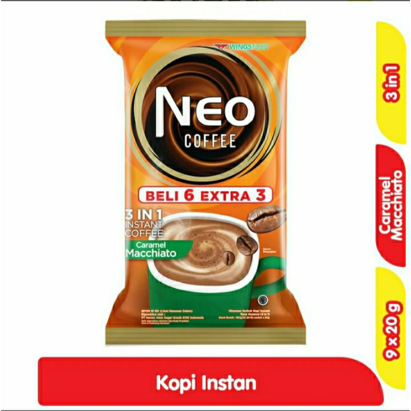 

Neo Coffe Kopi Macchiato Karamel Sachet 9 x 20 g