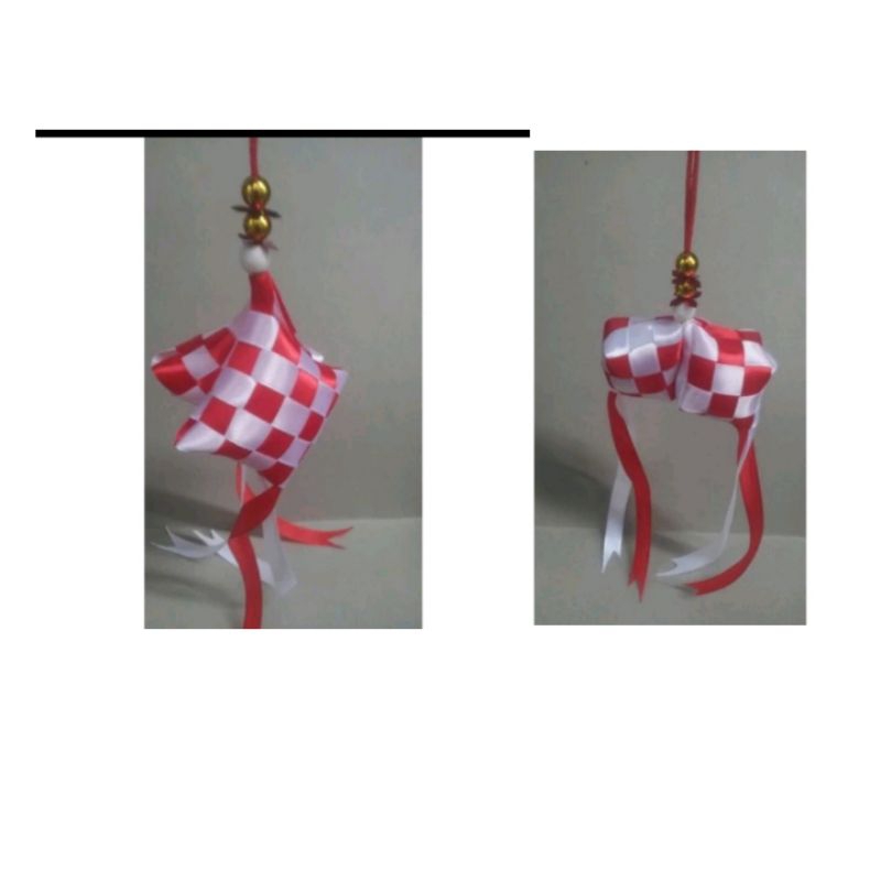 

1lusin bendera ketupat pita satin merah putih