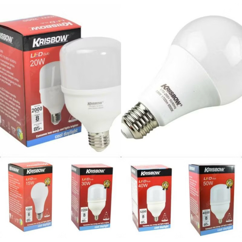 KRISBOW BOHLAM LAMPU LED E-27 15,18,20,30,40,50 WATT PUTIH/KUNING/ACE HARDWARE LAMPU LED HEMAT ENERG