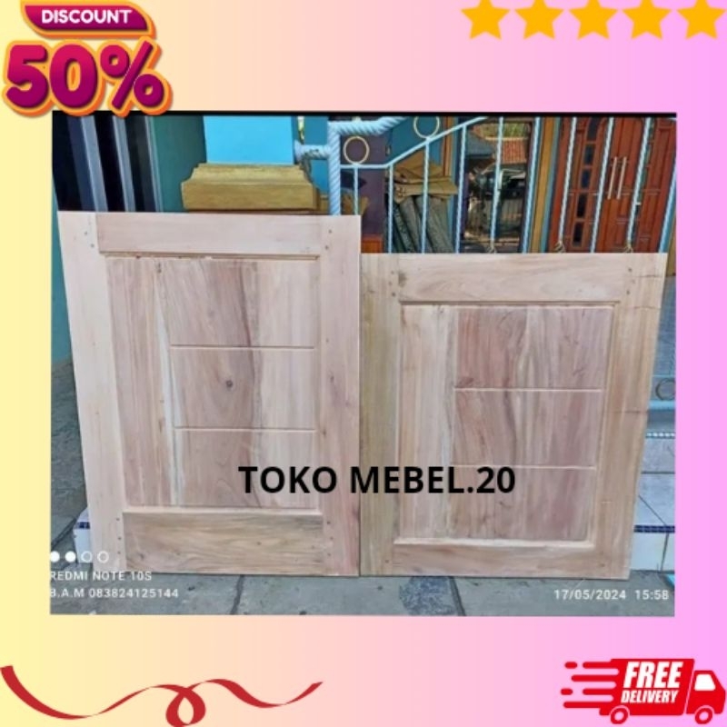 Redy Stok Daun Pintu Dapur Belah Dua Minimalis Pintu Kayu Mahoni