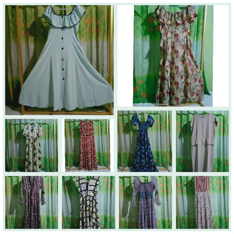 Pl Long dress/bunga/cantik/sabrina