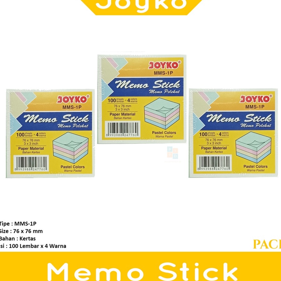 

Bonuskan Joyko Kertas Catatan MMS1P Memo Stick Pack