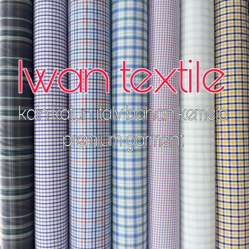 PROMO Kain katun kotak / bahan baju kemeja koko gamis / katun yanded italy