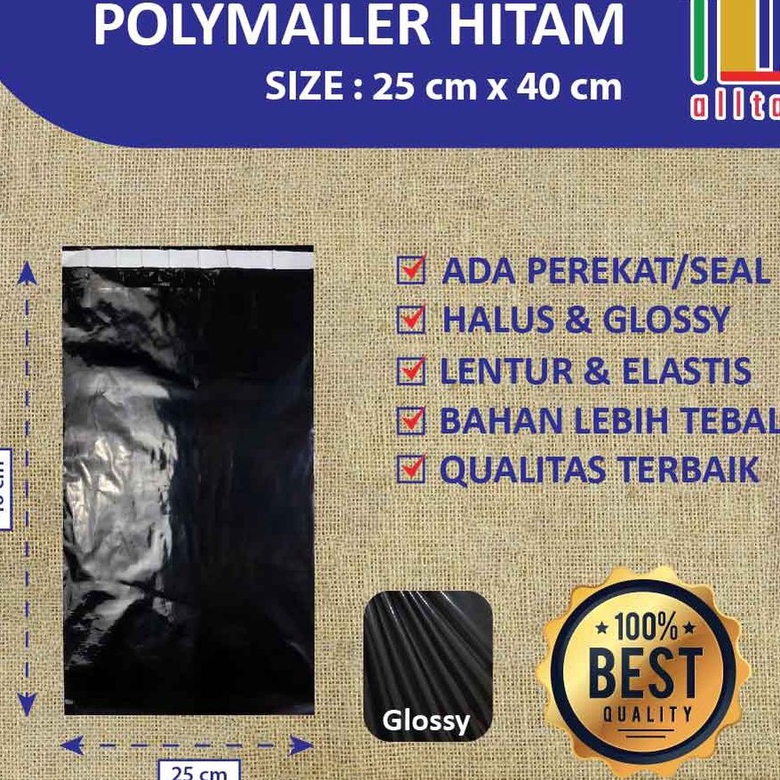 

Diskon PLASTIK PACKING OLSHOP PE POLYMAILER kantong kemasan amplop plastik 25X4 HITAM GLOSSY mewah