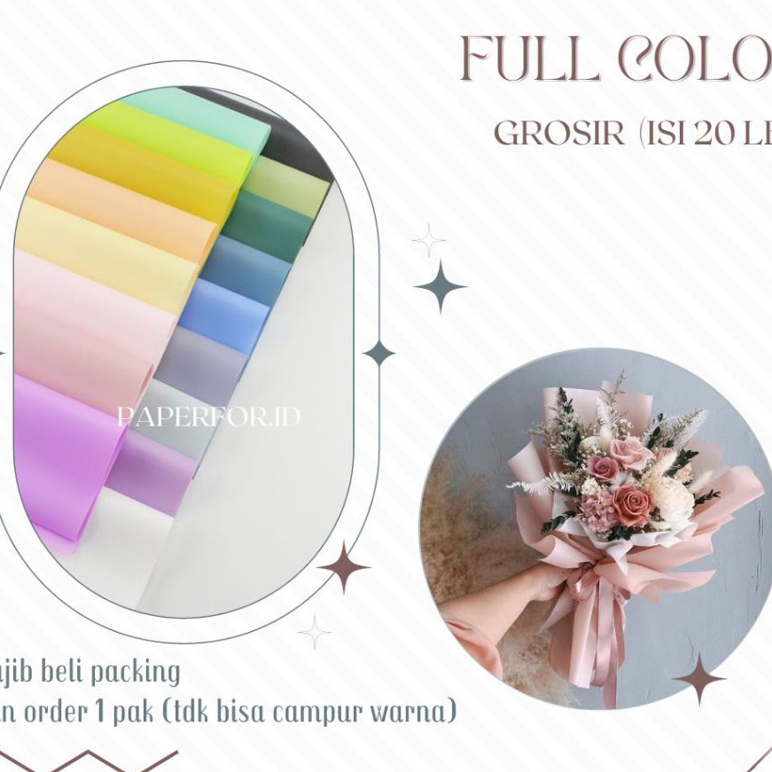 

Hemat GROSIR Kertas Buket Bunga cellophane FULL COLOR isi 2 lembar