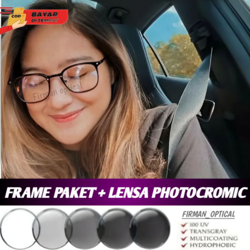 frame kacamata || kacamata paket lensa minus & normal cowok cewek photocromic (6011)